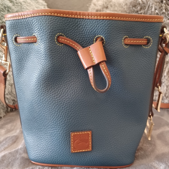 Dooney & Bourke Handbags - Dooney & Bourke Blue Pebbled Leather Mini Bucket Handbag Purse